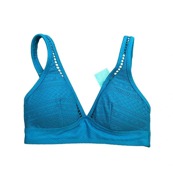Sea Level Amazing Lace Long Line Tri Swim Bra Bikini Top Seafoam Blue Size 4 US - Picture 2 of 12